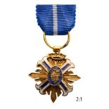 ORDER OF CIVIL MERIT Officer's Cross Miniature, 2nd Type (1942). Breast Star, 17 mm, gilt, partially