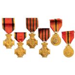 Lot of 3 Military Decorations 2nd Class (2), King Leopold II 40 Years of Reign Commemorative