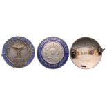 Lot of 2 Nursing Badges West Bengal Nursing Council, Silver, hallmarked, enameled, named to "Y.L.