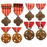 War Cross, 1914-18 (2), Revolutionary Medals (2) Breast Badges, bronze, 37 and 39 mm, original
