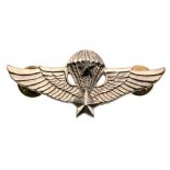 PARACHUTIST BADGE Breast Badge, 60x20 mm, chromed metal, reverse with 2 pins and nuts. Local