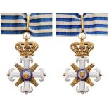 EQUESTRIAN ORDER OF SAN MARINO Commander’s Cross for Civil. Neck Badge, gilt Silver, both sides