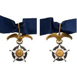 ORDER OF MERIT Commander’s Cross. Neck Badge, Silver and gilt Silver, 59x47 mm, both sides enameled,