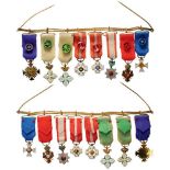 Personal Group of 8 Miniatures on a Chain Spain, Officer of the Order of Alfonso XII, Italy,