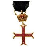 TEMPLAR ORDER Miniature. Breast Badge, gilt bronze, 15 mm, enameled, original ribbon. I