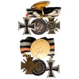 Group of 3 Miniatures Order of the Iron Cross, 1914, Hessen, Military Bravery Medal, WWI