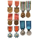 Lot of 5 Miniatures Miniatures Breast Badges: Great War Commemorative Medal (2), Medal of Liberation