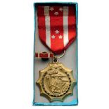 Kagitingan SA Barabgay Award Breast Badge, gilt bronze, 38 mm, partially enameled, original