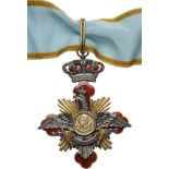 ORDER OF CAROL I Commander Cross, intituted in 1906. Neck Badge, 88x68 mm, gilt Silver,