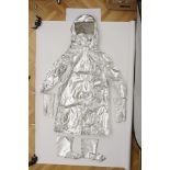 Aluminized Heat Protection suit ISOTEMP, after 1990 Contains: Hooded jacket zipper, pants, gloves,