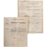 Colonial Medal Awarding document 239x193 mm, dated 15th of July 1947 in Paris, for a Republican
