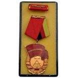 ORDER OF BANNER OF LABOR 3rd Class, instituted in 1974. Breast Badge, gilt bronze, 48x36 mm, obverse