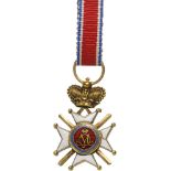 ORDER OF TAKOVO Officer’s Cross Miniature, 4th Class, instituted in 1865. Breast Badge, 22x16 mm,