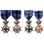 Lot of 2 ORDER OF LEOPOLD II Knight's Crosses, one Bilingual Military, one Unilingual Civil, 5th