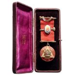 Masonic Decoration, Chapter of the Flame N°16 Breast Badge, 35 mm, gilt Silver, British hallmark and