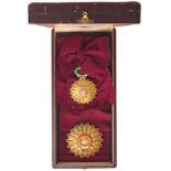 ORDER OF THE SUN OF PERU Grand Cross Set, 1st Class. Sash Badge, gilt Silver, maker’s mark “Casa