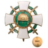 ORDER OF THE HUNGARIAN HOLY CROWN Officer's Badge, 4th Class, instituted in 1942. Breast Star, 52