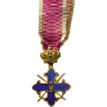 ORDER OF MICHAEL THE BRAVE, 1916 3rd Class, 4th Model Miniature. Breast Badge with Swords, gilt