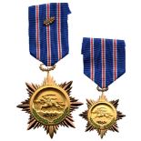 Medals for Bravery, instituted in 1964 1st and 3rd Classes. Breast Badges, gilt bronze, lacquered,