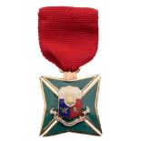 Long Service Cross Breast Badge, 40 mm, gilt bronze, obverse enameled, superimposed part gilt