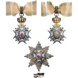 ORDER OF SAINT SAVA Grand Officer's Set, 2nd Type, instituted in 1883. Neck Badge, 87x52 mm, gilt