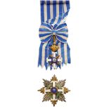 EQUESTRIAN ORDER OF SAN MARINO Grand Cross Set, instituted in 1859. Sash Badge, 114x75 mm, gilt