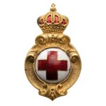 RED CROSS INSIGNIA 1st Type, instituted in 1887. Breast Badge, 65x37 mm, gilt Bronze, maker’s