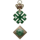 ORDER OF FERDINAND Grand Cross Set, 1st Class, intituted in 1929. Sash Badge, 69x44 mm, gilt Silver,