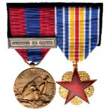 Bar of 2 Decorations National Defense Medal, with Solver Clasp “SERVICE DE SANTE” and Wounded Medal,