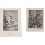 Lot of 2, including a reproduction photo and a lithographie B&W about russian events Funeral in