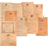 A lot of 10 Documents awarded to a Romanian Officer Country’s Upsurge Medal 1913 Diploma, Knight