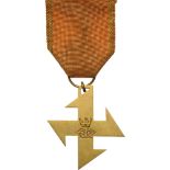 ORDER OF THE QUEEN MARIA CROSS, 1938 2nd Class, 2nd Model. Breast Badge, 40 mm, gilt Bronze, on