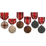 Set of 3 Medals Gilt Bronze Red Cross Medal (1st Class), Silver Red Cross Medal, 2nd Class, Lead Red