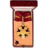 NATIONAL ORDER OF DAHOMEY Commander’s Cross. Neck Badge, gilt Bronze, 60 mm, one side enameled,