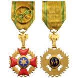 NATIONAL ORDER Officer’s Cross, instituted in 1963. Breast Badge, gilt metal, 74x45 mm, obverse