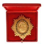 ACCADEMIA TIBERINA Breast Star, 80x70 mm, gilt bronze, superimposed part gilt bronze enameled,