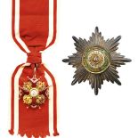 ORDER OF SAINT STANISLAS 1st Class Set, instituted in 1765. Sash Badge, GOLD, enameled, hallmark "