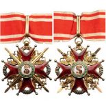 ORDER OF SAINT STANISLAS Grand Cross Badge with Swords, 1st Class, instituted in 1765. Neck Badge,