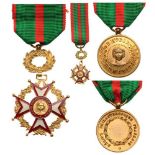 Lot of 3 MERIT ORDER OF PHILANTHROPY Knight’s Cross and Gold Medal. Breast Badge, gilt bronze, 40