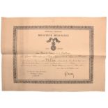 Military Medal 3rd Republic and Diploma awarded to a French Soldier, instituted in 1852. Diploma: