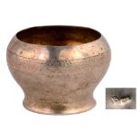 Small silver saltcellar (salt or spices) Flatbottomed model, round shape, fl oral frieze, 2 cm high,