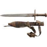 Kaskara dagger and hanger, early 20th Century Tribe Beni Amer. Steel blade and guard, wood grip