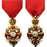 ORDER OF FRANZ JOSEF Knight’s Cross Half Size. Breast Badge, GOLD, 23 mm, enameled, original