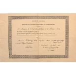 ORDER OF THE ACADEMIC PALMS Diploma for an Officer’s Cross of the Order awarded to a French Officer,
