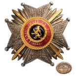 ORDER OF LEOPOLD Grand Officer's Star. Breast Star with Swords, 80 mm, Silver, faceted/pierced