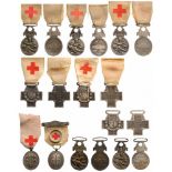 Lot of 10 Decorations Red Cross Medals, Assistance Society to Military Wounded Medals (5),