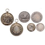 FIREMAN MEDALS Breast Badge and 2 NonWearable Medals, instituted between 1882 and 1889, 5650– 36 mm,