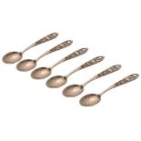 Silver tea spoons Set, 6 pieces. Contains: patula with openwork, 10 cm long, total weight 80 g, only