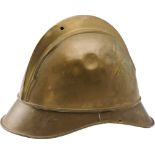 Lot of 2 Fireman Helmet, 1920-1940 Made in brass, leather liner, ridge vent holes. Both have a few