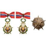 ORDER OF NATIONAL MERIT Grand Officer's Set, instituted in 1825. Neck Badge, 100x64 mm, gilt Bronze,